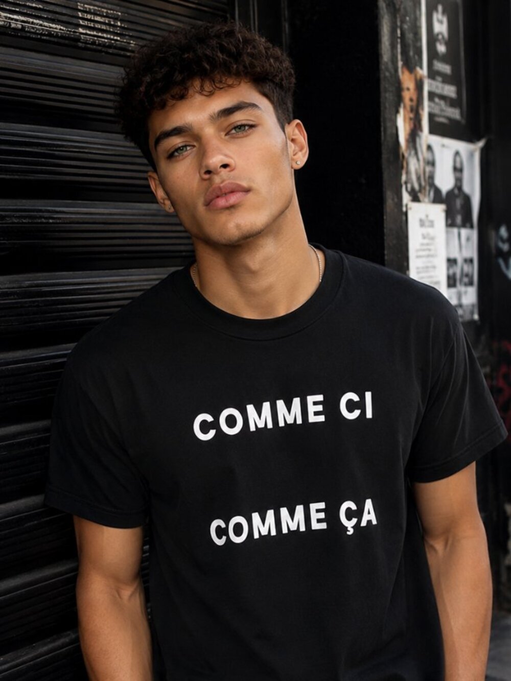 FRENCH CONNECTION FCUK Comme Ci Comme Ca Black Graphic Tee L Minimalist Luxe